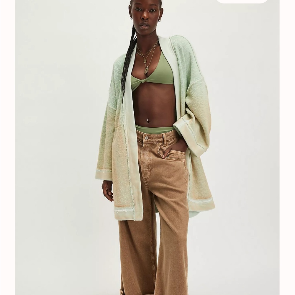 Free People Mint Green and Beige Cardigan, M, NWT
